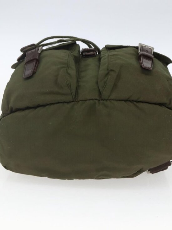 PRADA Backpack Nylon Khaki Silver Auth 157586 main image 11